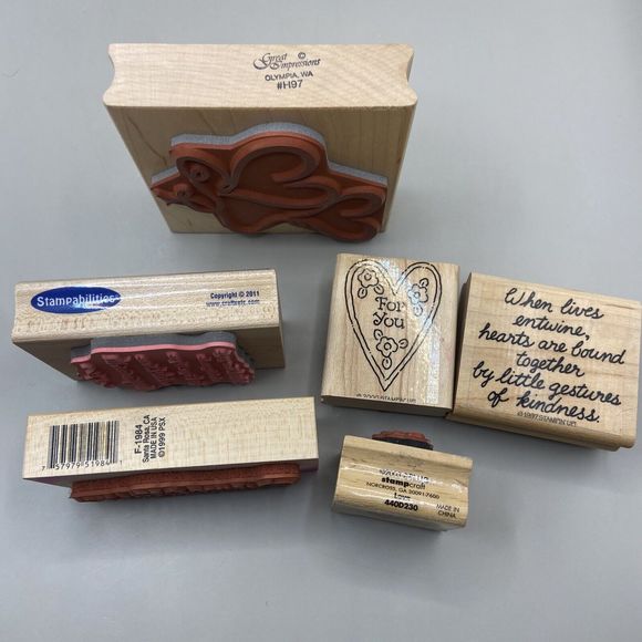 Rubber Stamp Lot of 6 ~ Heart/Love/Romance Theme Vintage Stampin' Up Scrapbook - Picture 6 of 10